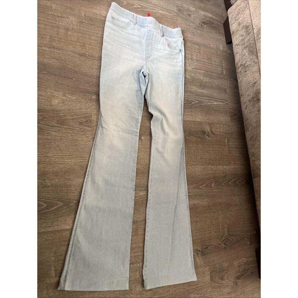 SPANX Wide Leg Jeans Pull On Women's Light Wash High Rise Stretch Denim Size M T